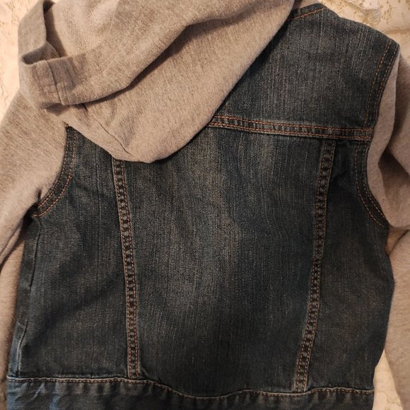 Denim Fleece Hooded Hoodie Trucker Jacket boys 7/8 Roebuck & co - Picture 5 of 10